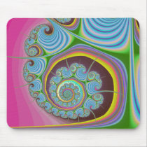 Blue Seashell Spiral Fractal Mouse Pad