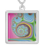 Blue Seashell Spiral Fractal Personalized Necklace