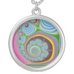 Blue Seashell Spiral Fractal Necklaces
