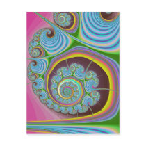 Blue Seashell Spiral Fractal Post Card