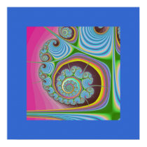 Blue Seashell Spiral Fractal Print