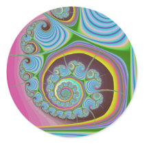 Blue Seashell Spiral Fractal Stickers