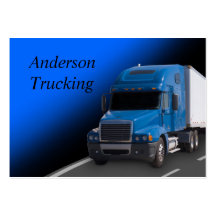 Blue Semi With Trailer, Business Card