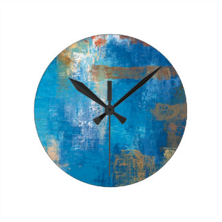 BLUE SHADE ABSTRACT ART ROUND WALL CLOCK