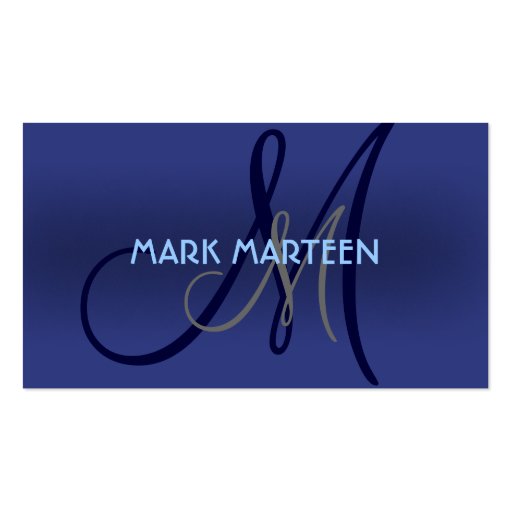 Blue shades simple monogram custom business cards (front side)