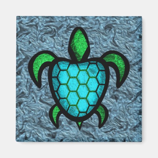 Blue Shell Turtle Square Magnet
