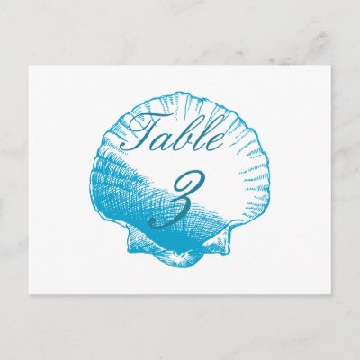 Blue Shells Beach Wedding Table Number Cards Post Card