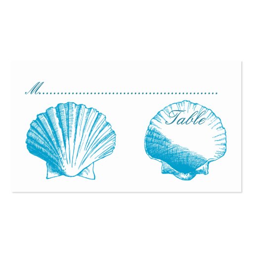 Blue Shells Wedding Reception Seating Cards Business Card Templates (front side)
