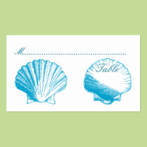 Blue Shells Wedding Reception Seating Cards business cards