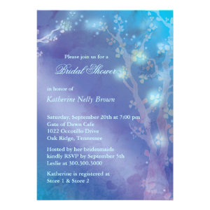 Blue Shimmer Cute Winter Bridal Shower Invitations