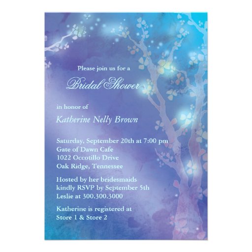 Blue Shimmer Cute Winter Bridal Shower Invitations from Zazzle.com