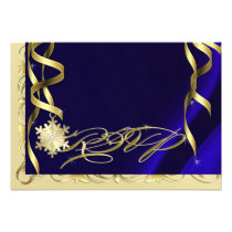 Blue Shimmering RSVP Snowflake Invitation
