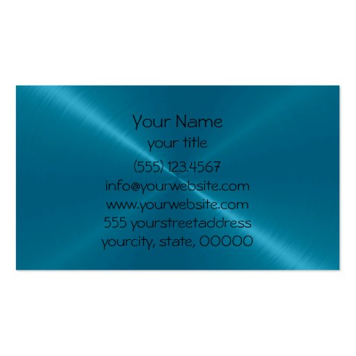 Blue Shiny Stainless Steel Metal 4 Business Cards (back side)