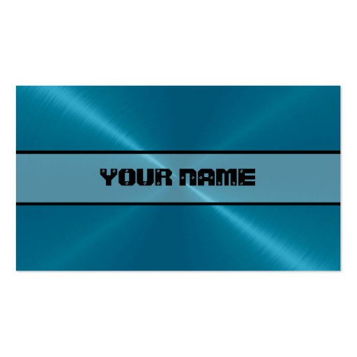 Blue Shiny Stainless Steel Metal 4 Business Cards (front side)