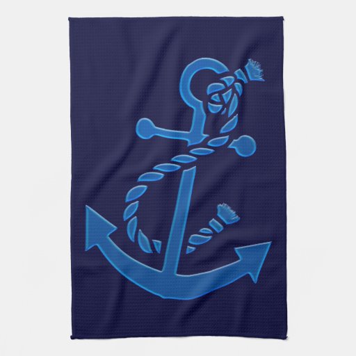 Blue Ship's Anchor Nautical Marine Themed Hand Towel Zazzle