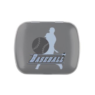 Blue Silhouette Baseball Candy Tins