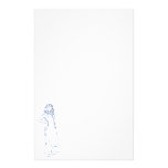 Blue Silhouette Girl Writing Paper Stationery Design