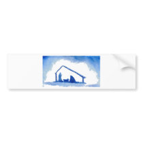 Blue Silhouette Nativity Scene bumper stickers by Lenora Blue Silhouette Nativity Scene bumper stickers