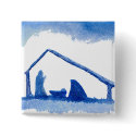 Blue Silhouette Nativity Scene buttons
