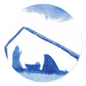 Blue Silhouette Nativity Scene stickers