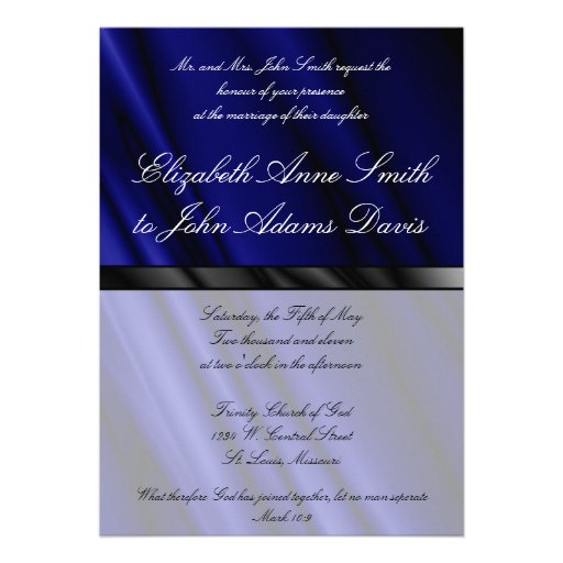 Blue Silk 2 Wedding Invitation