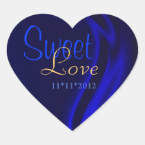 Blue Silk Heart Candy Buffet Sticker