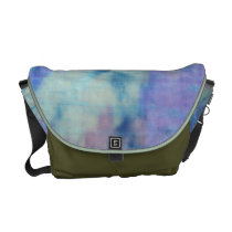 Blue Silk Textile Design Messenger Bags