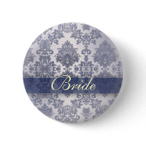 Blue, silver and cream damask buttons