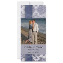 Blue, silver and cream damask custom rack cards