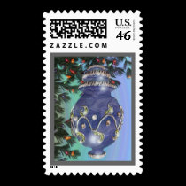 Blue Silver and Green Glass Bulb postage