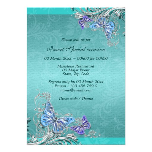 Blue silver birthday engagement wedding invites