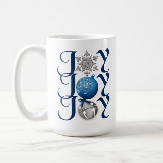 Blue Silver Christmas Joy Mug