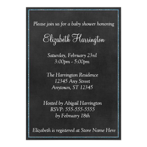 Blue Silver Glitter Baby Boy Shower Umbrella Invites
