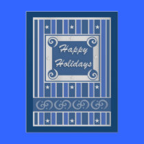 Blue & Silver Holiday Greetings Postcard postcards