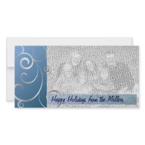Blue & Silver Holiday Swirls photo cards