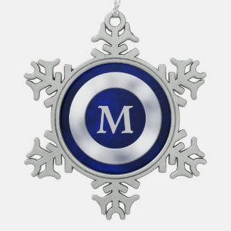 Blue Silver Monogram Christmas