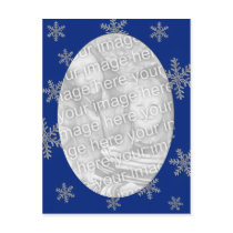 Blue Silver Snowflake Template postcards