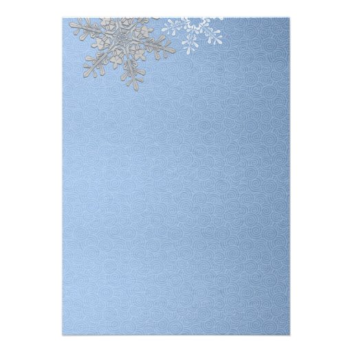Blue Silver Snowflake Winter Wedding Invitation