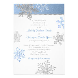 Blue Silver Snowflake Winter Wedding Invitation