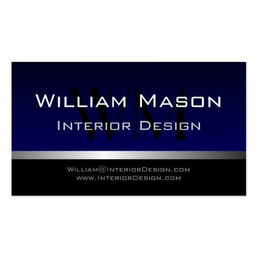 Blue & Silver Stripe Professional Business Card (front side)