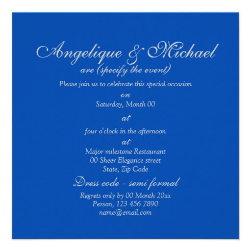 Blue silver wedding anniversary engagement invitations