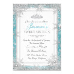 Blue Silver Winter Wonderland Sweet 16 Invitation