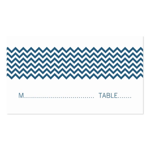 Blue Simple Chevron Place Card Business Cards (front side)