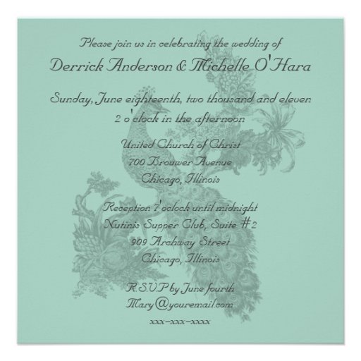Blue Sing a Song Peacock Wedding Invitation
