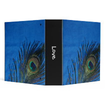 Blue Single Peacock Feather 3 Ring Binder