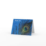 Blue Single Peacock Feather Wedding Thank You Cards