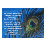 Blue Single Peacock Wedding Custom Announcements
