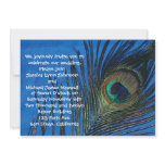 Blue Single Peacock Wedding Custom Announcements