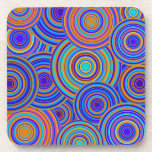 Blue Sixties Circles Pattern Beverage Coasters