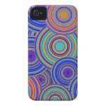 Blue Sixties Circles Pattern iPhone 4 Covers